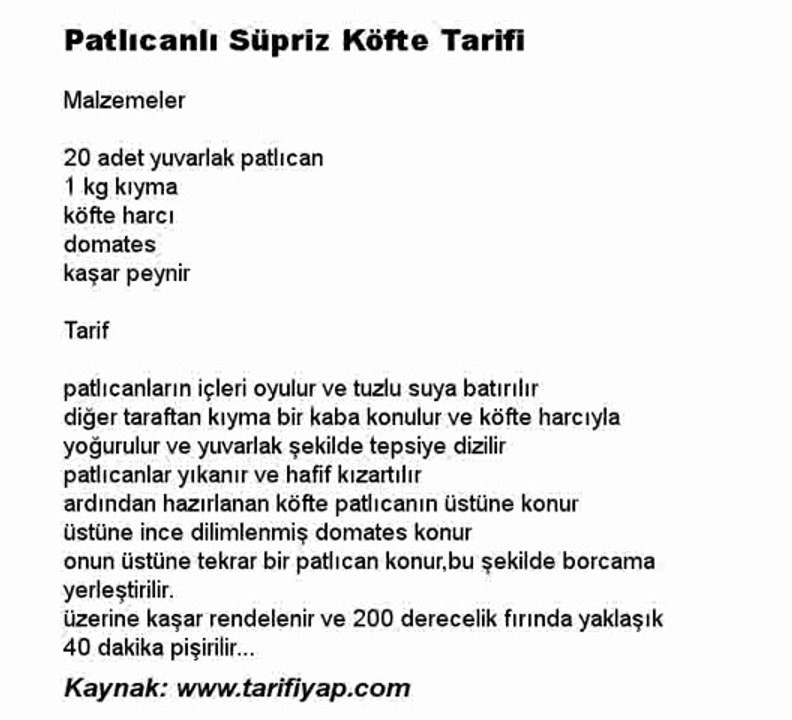 Patlıcanlı Süpriz Köfte Tarifi