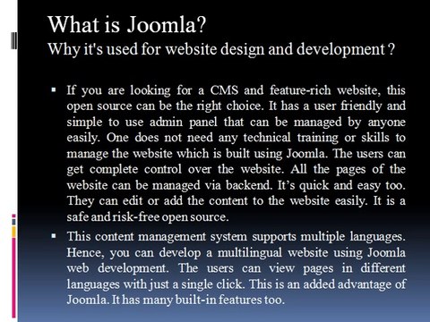 What is Joomla? Why it's used for website design and development ?