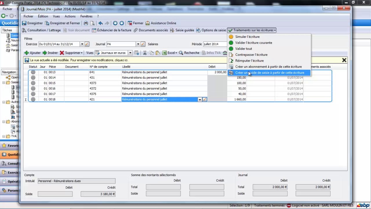 EBP Compta Pratic 2014 : la saisie guidee