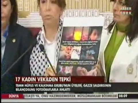 Ak Partili Kadın Vekiller İsrail'i Protesto Etti. Meclis Dışişleri Komisyonu İsrail'in Gazze Saldırısını Kınadı. Ak Partili Kadın Vekiller İsrail'e Tepki Gösteren Bir Bildirge Yayınladı