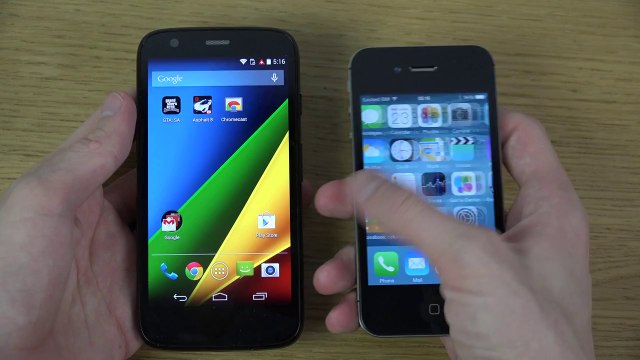 Motorola Moto G 4G LTE vs. iPhone 4S iOS 8 Beta 4 - Review (4K)