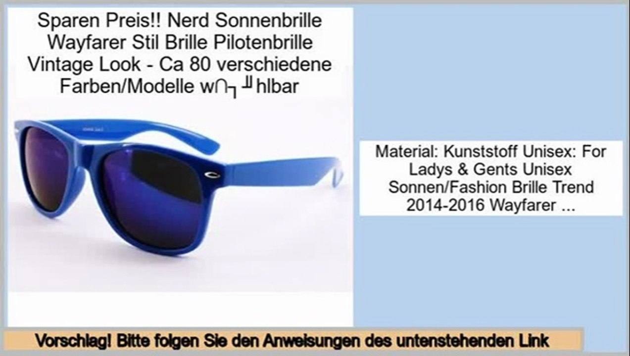 Online Sales Nerd Sonnenbrille Wayfarer Stil Brille Pilotenbrille Vintage Look - Ca 80 verschiedene Farben/Modelle w�hlbar