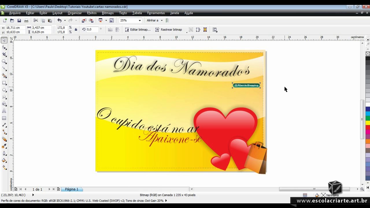 Curso de Corel Draw X5 aula 46 - cartao namorados 1