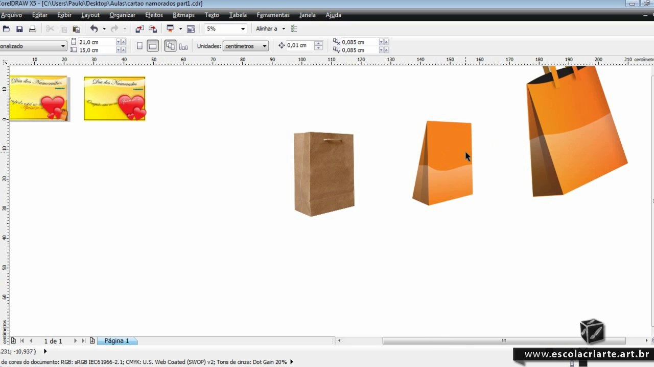 Curso de Corel Draw X5 aula 48 - cartao namorados 3