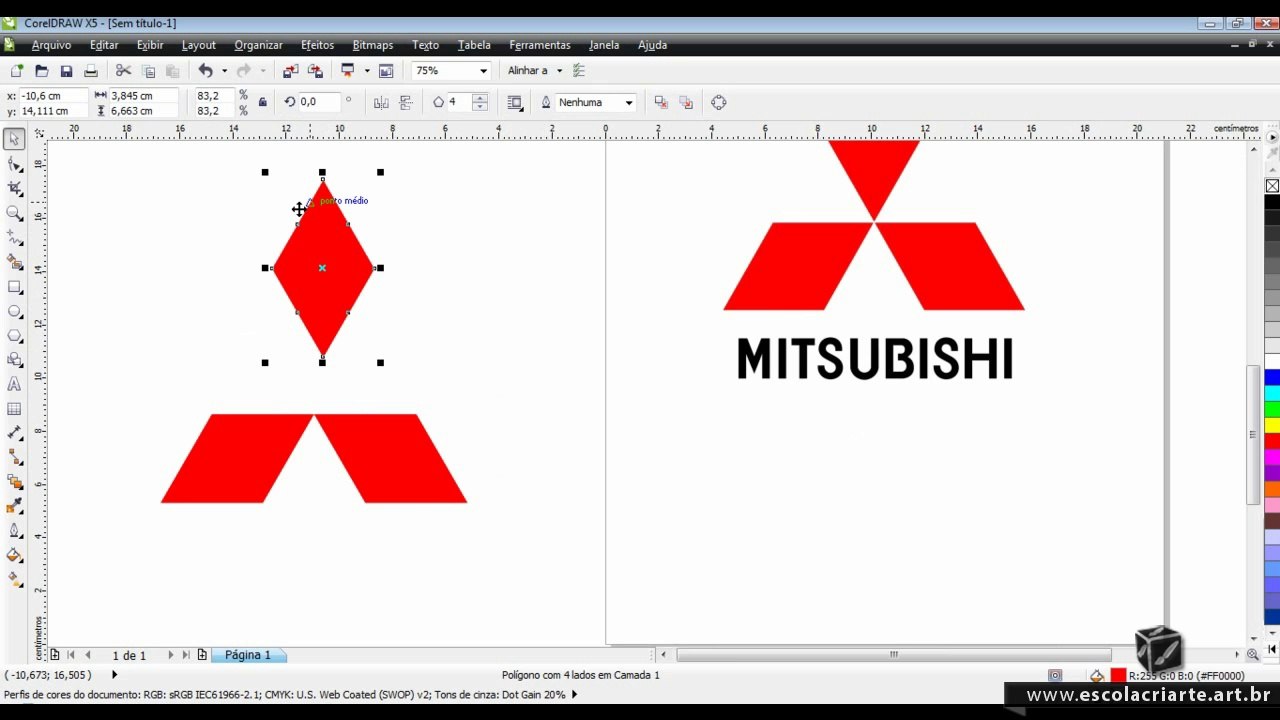 Curso de Corel Draw X5 aula 53 - mitsubishi