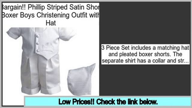 Best Rated Phillip Striped Satin Short Boxer Boys Christening Outfit with Hat