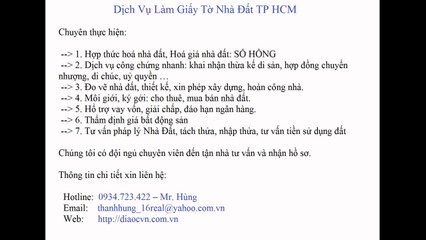 Dịch Vụ Làm Giấy Tờ Nhà, Đất TPHCM