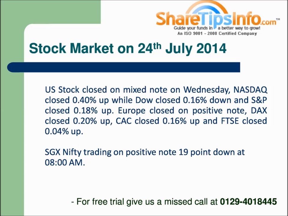 Commodity Trading Tips  - Nifty Trading Trend for 24 july 2014 by sharetipsinfo