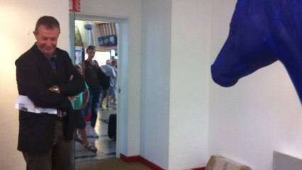 Un cheval peint en gare de Deauville Trouville