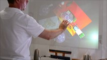 Transform glass in a multi-touch experience using a rear projection holographic film
