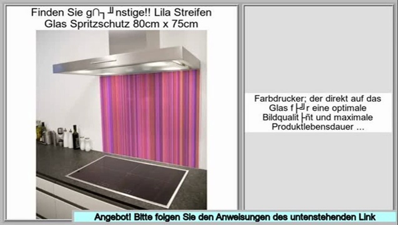 kosteng�nstig Lila Streifen Glas Spritzschutz 80cm x 75cm