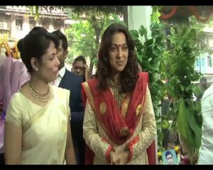 Juhi Chawla at an Ayurvedic clinic launch