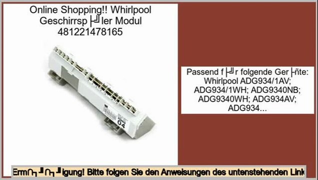 Niedrige Preise Whirlpool Geschirrspüler Modul 481221478165