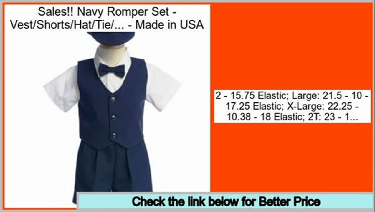 Compare Prices Navy Romper Set - Vest/Shorts/Hat/Tie/... - Made in USA