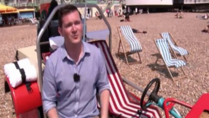 The world's first driveable deckchair is unveiled at Brighton beach