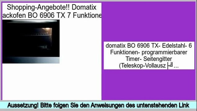 Sparen Preis Domatix Backofen BO 6906 TX 7 Funktionen