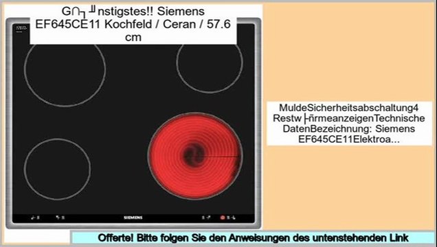 Online Sales Siemens EF645CE11 Kochfeld / Ceran / 57.6 cm