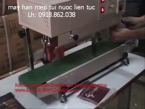 máy ép miệng túi nước, máy hàn mép túi liên tục, máy hàn miệng bao nhôm