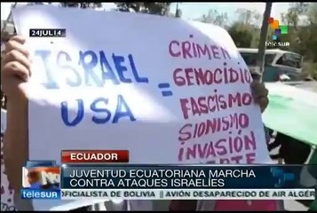 Jóvenes ecuatorianos marchan contra ataques de Israel en Gaza