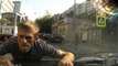 Crazy russian guy jump on a riding car and threat the girl driving! So scary moment...