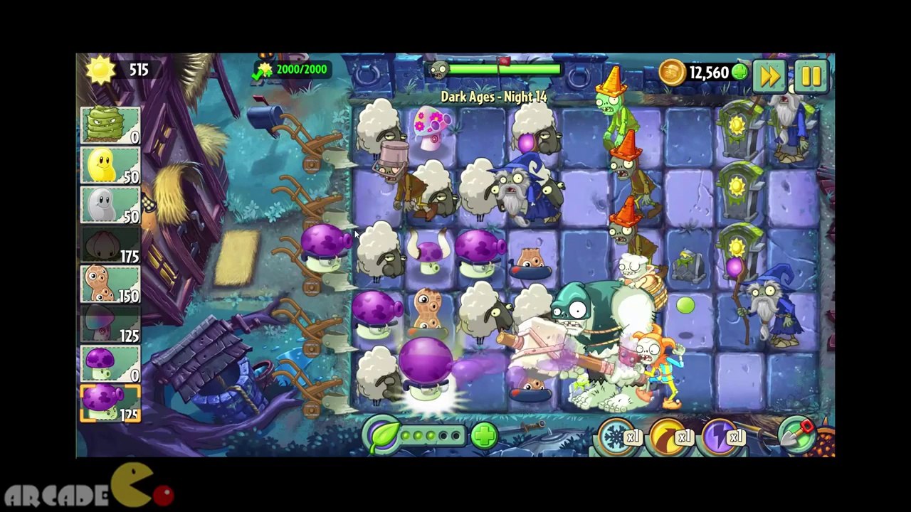 Plants Vs Zombies 2 Dark Ages  Part 2 Night 14 Wizard Zombies Dark Ages Gargantuar