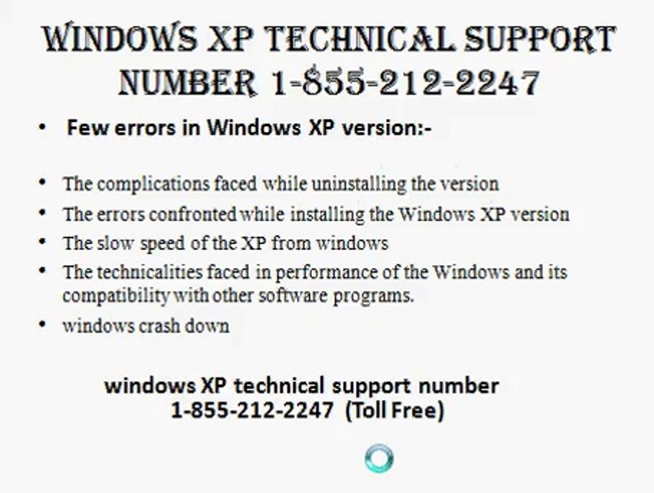 windows XP technical support number 1-855-212-2247