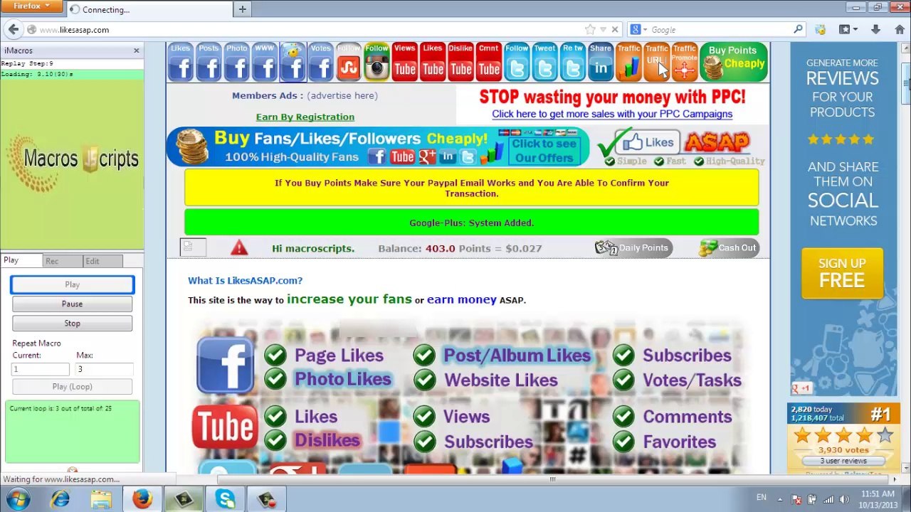 LikesAsap Facebook Subscribers iMacro