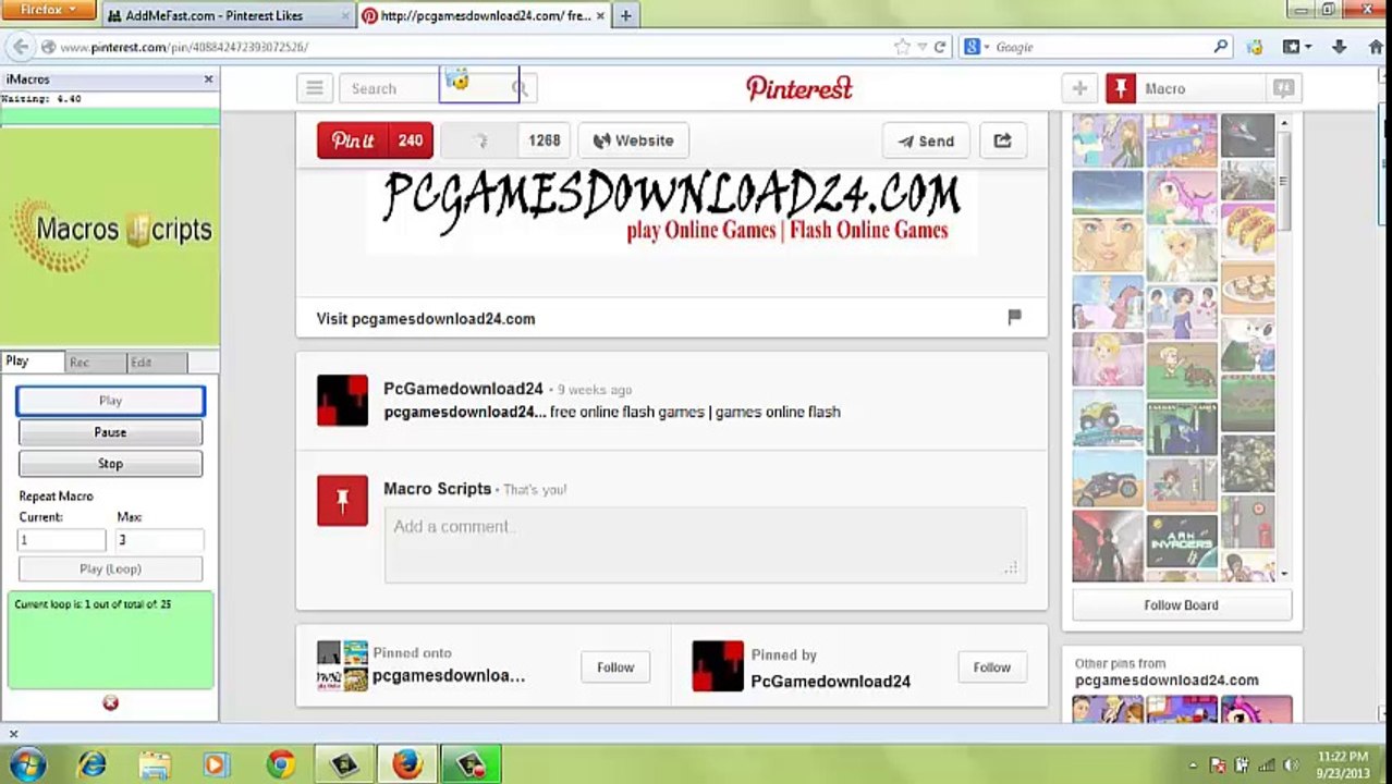 Pinterest Likes JavaScript Macro
