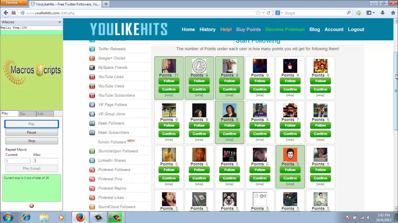 Twitter Followers Macro JavaScript