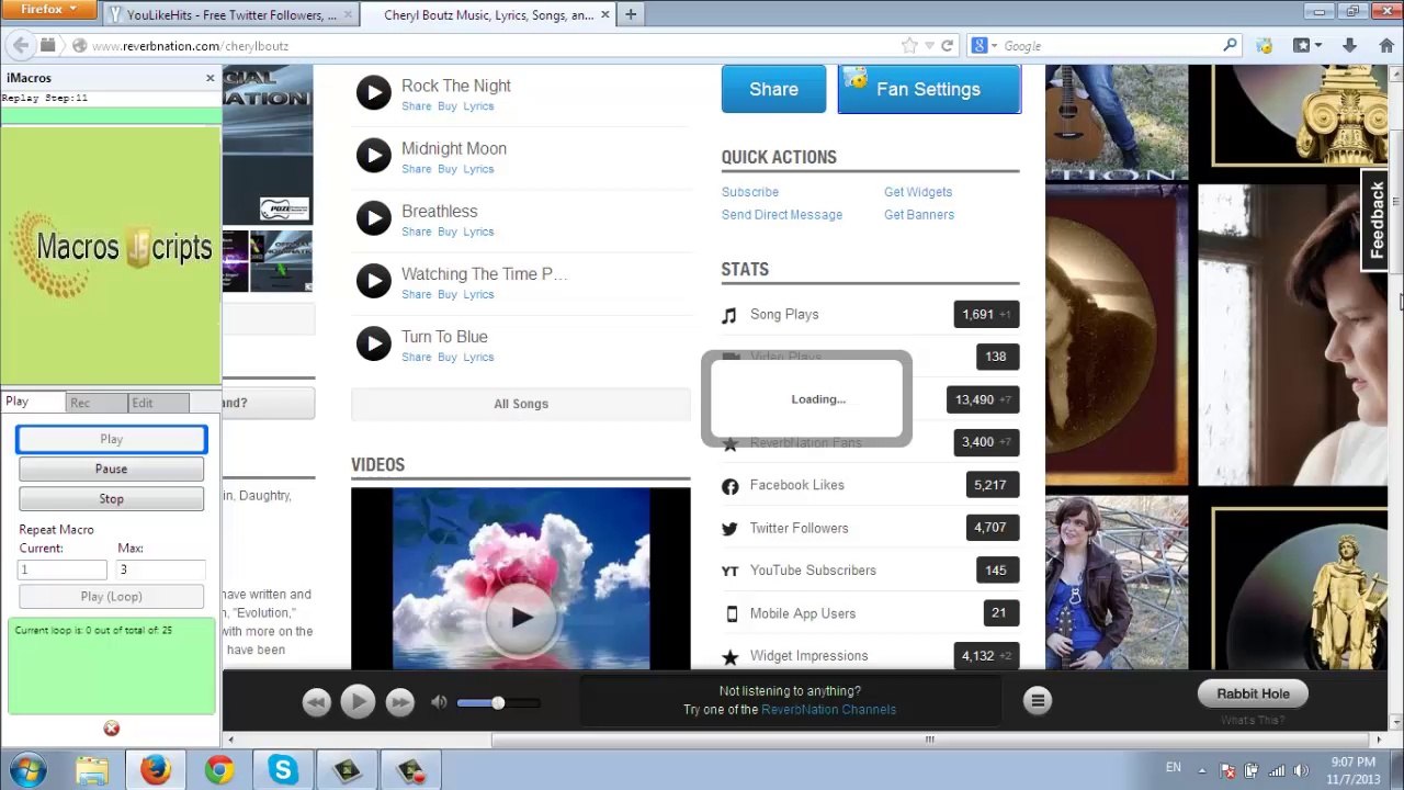 YouLikeHits ReverbNation Fan JavaScript Macro