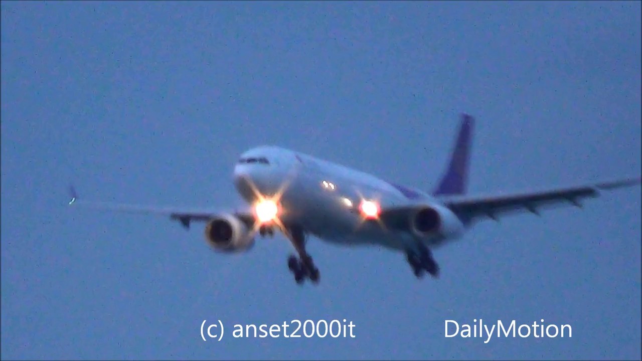 Thai Airways Airbus A330. Evening Landing Hong Kong International Airport