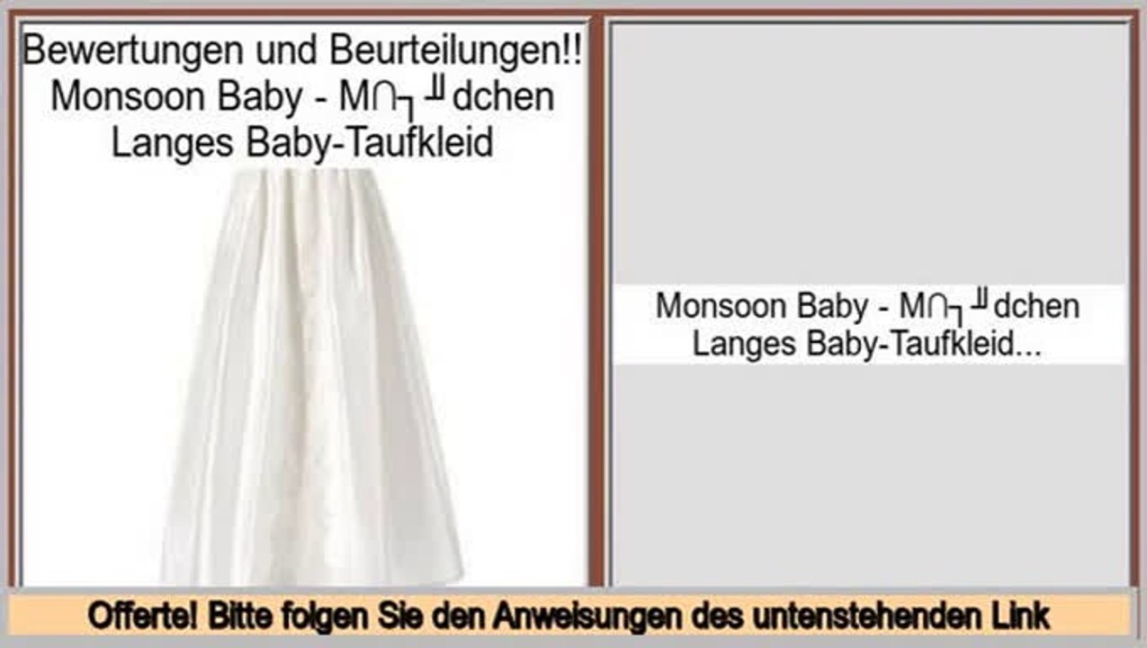 Bewertungen Kaufen Monsoon Baby - M�dchen Langes Baby-Taufkleid