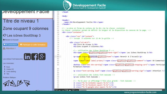 comment utiliser et ajouter des icônes avec le Framework BootStrap 3
