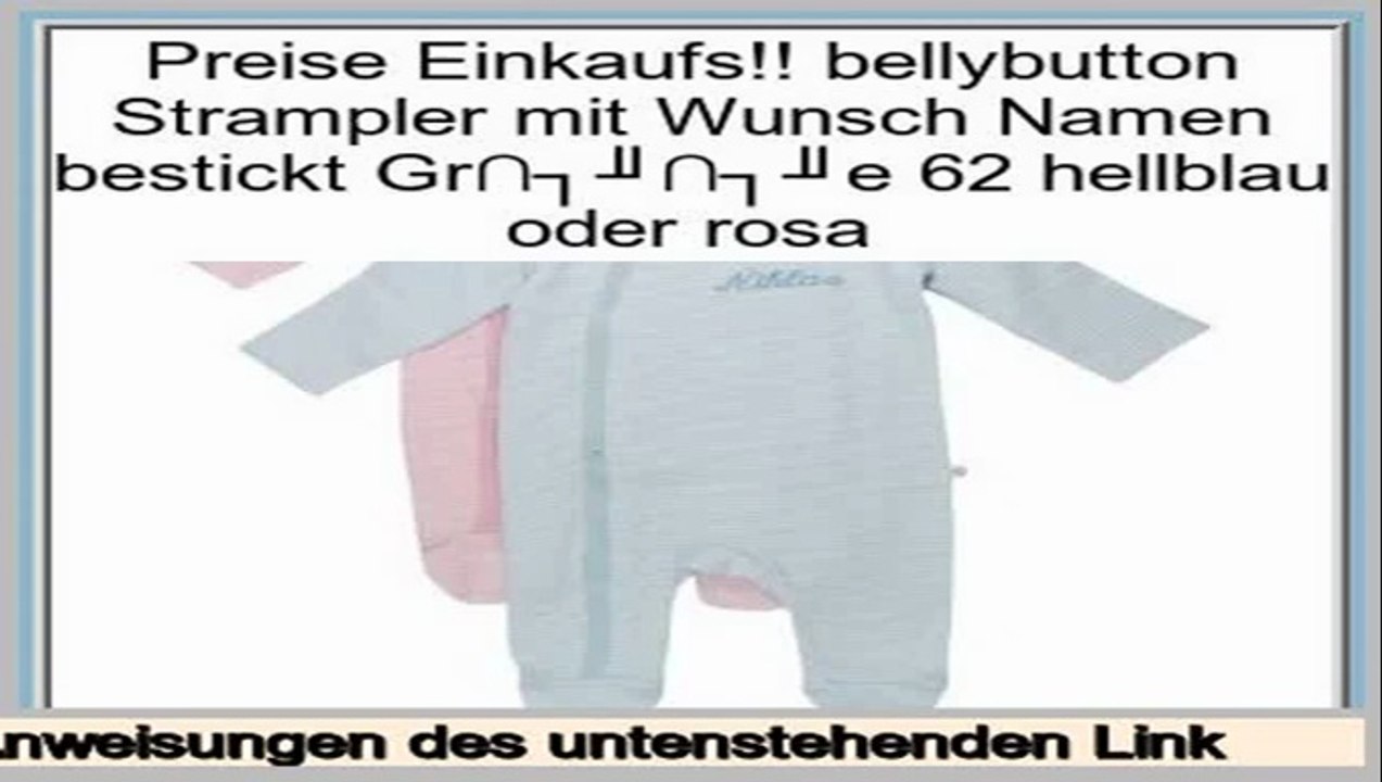 billig bellybutton Strampler mit Wunsch Namen bestickt Gr��e 62 hellblau oder rosa