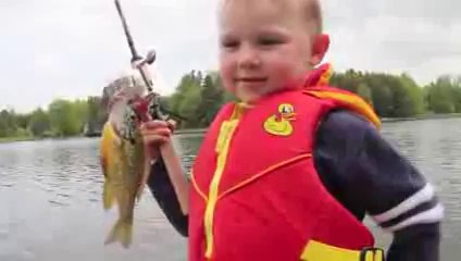 Funny Boy Fishing - Catches His First FISH! - YouTube