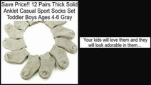 Cheap 12 Pairs Thick Solid Anklet Casual Sport Socks Set Toddler Boys Ages 4-6 Gray