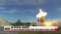 U.S. has not requested to deploy THAAD missile defense in Korea - official