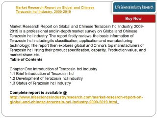 Global and Chinese Terazosin hcl Industry 2019 Research Report