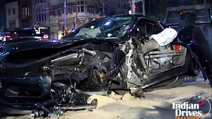 Ferrari 458 Italia Runs Red Light & Crashes : Driver Flees Scene !