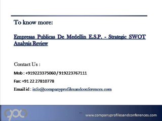 Empresas Publicas De Medellin E.S.P. - Strategic SWOT Analysis R