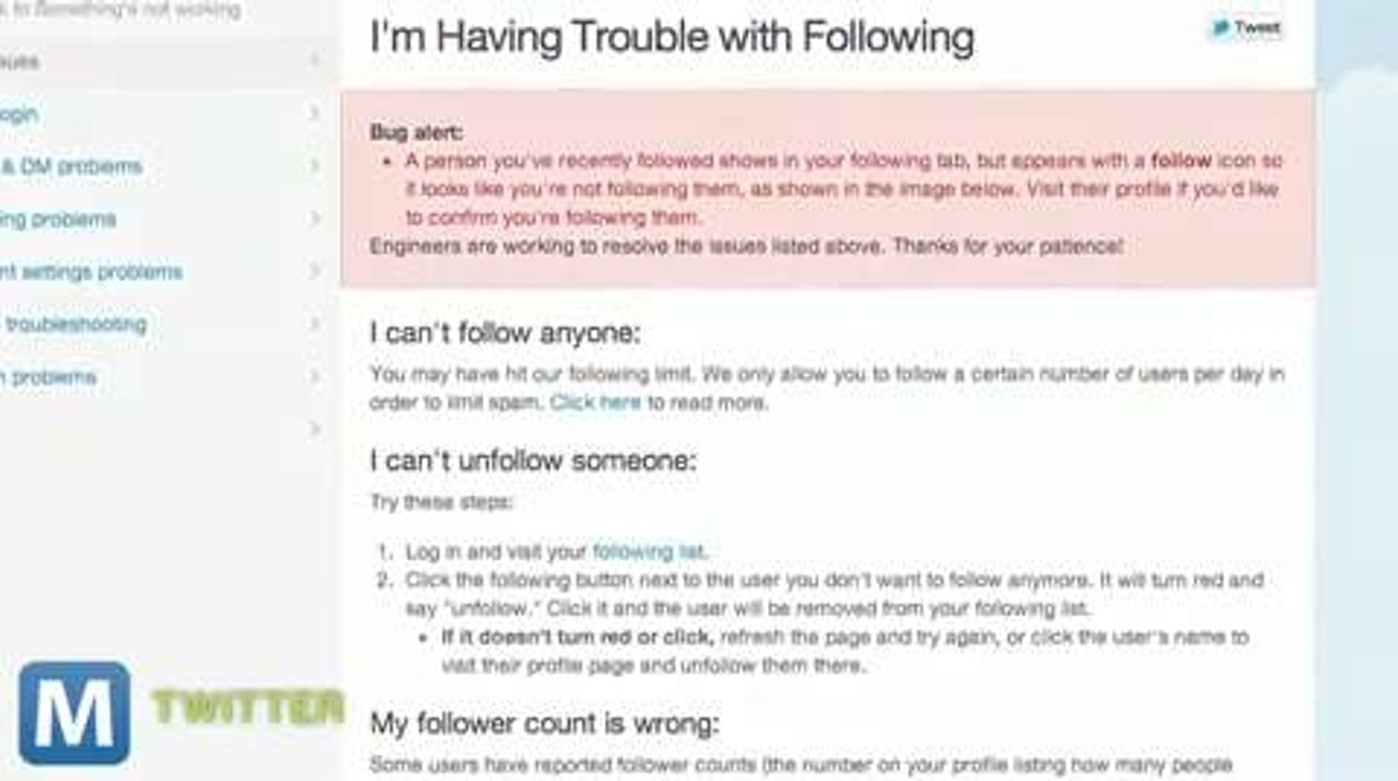 Twitter Reports ‘Bug’ with Following Tab