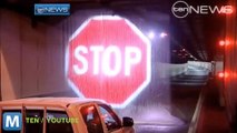 Sydney Testing Water-Curtain pop-up Stop Signs