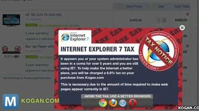 Online Retail Site Imposed Fake Bowser ‘Tax’ on Internet Explorer 7