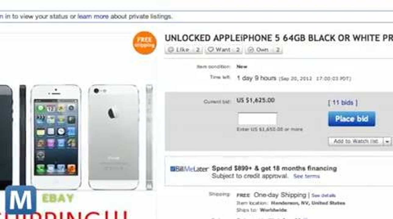 EBay Bids Shell Out $1,600 for iPhone 5