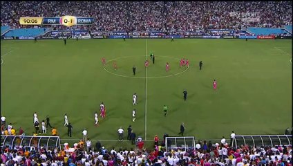 Pitch invader during the Real Madrid-Roma game holding a Palestine flag