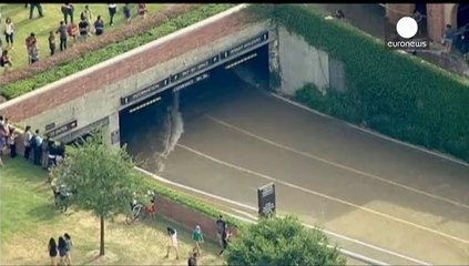 Burst water main floods Sunset Boulevard in Los Angeles