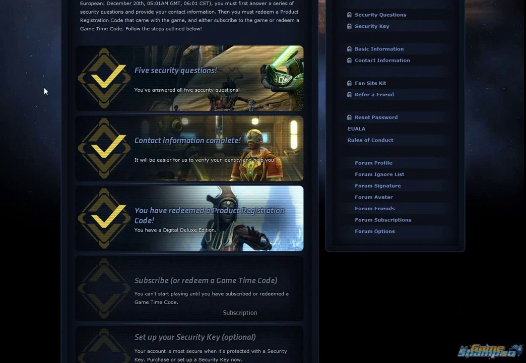 PlayerUp.com - Buy Sell Accounts - SWTOR Tutorial How to apply Game Time Card to your SWTOR Account(1)