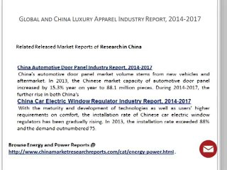 Global and China Luxury Apparel Industry Report 2014-2017
