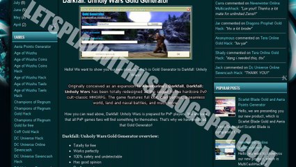 Darkfall: Unholy Wars Gold Generator