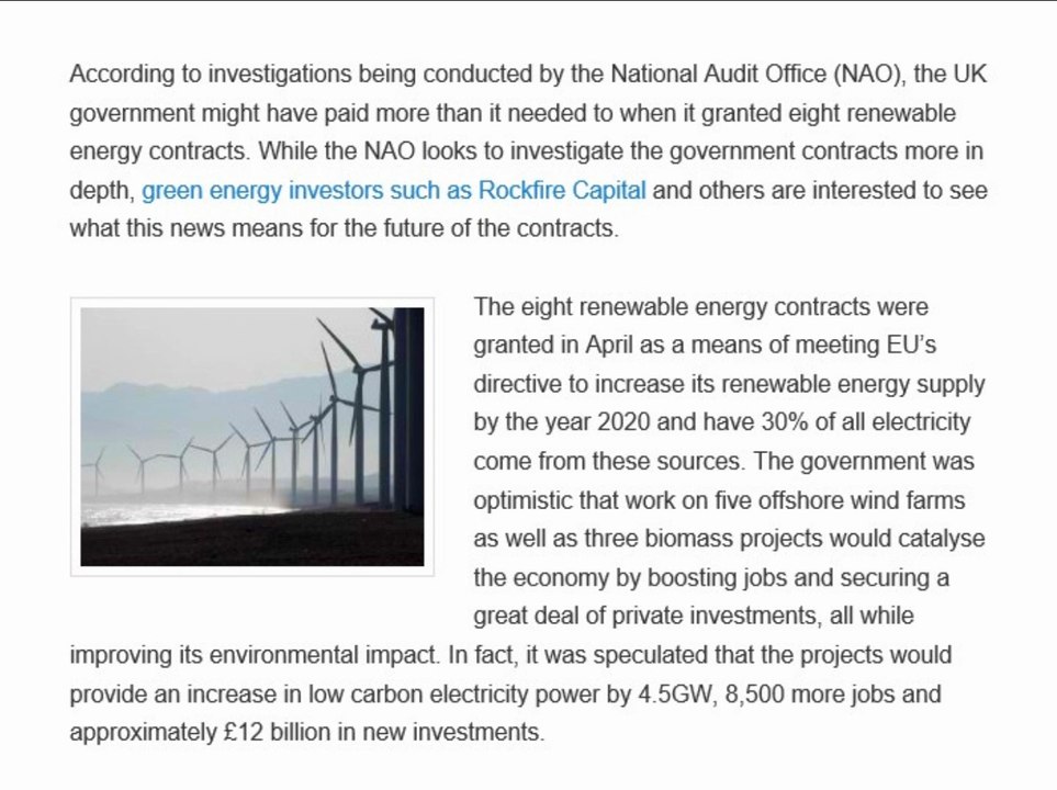 Rockfire Investment Management Looks for Renewable Energy Projects to Move Forward Despite NAO Skepticism
